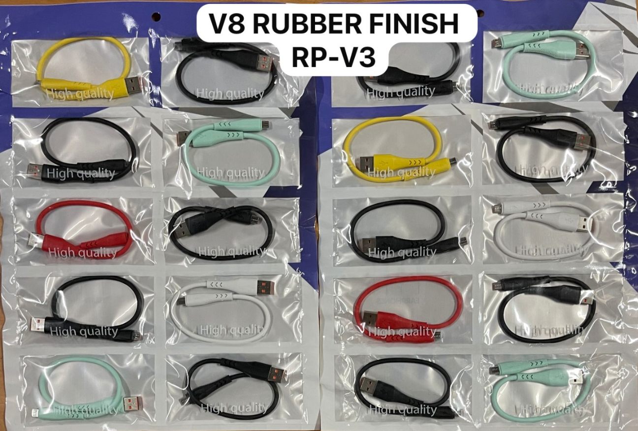 V8 RUBBER FINISH POWER BANK CABLE 10 PCS PATTA