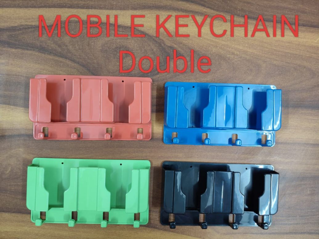 DOUBLE WALL MOBILE STAND WALL MOUNT HOLDER FOR CHARGING,AC REMOTE HOLDER/KEY CHAIN - 2