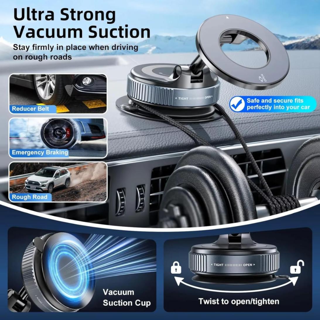 Vacuum Magnetic Suction Phone Mount, 360°Adjustable Hands-Free Shower Phone Holder, Stand Magnetic Cell Mobile Holder for Car,Gym,Mirror Compatible with iPhone & All Android Phones (K007 MagSafe) - 10