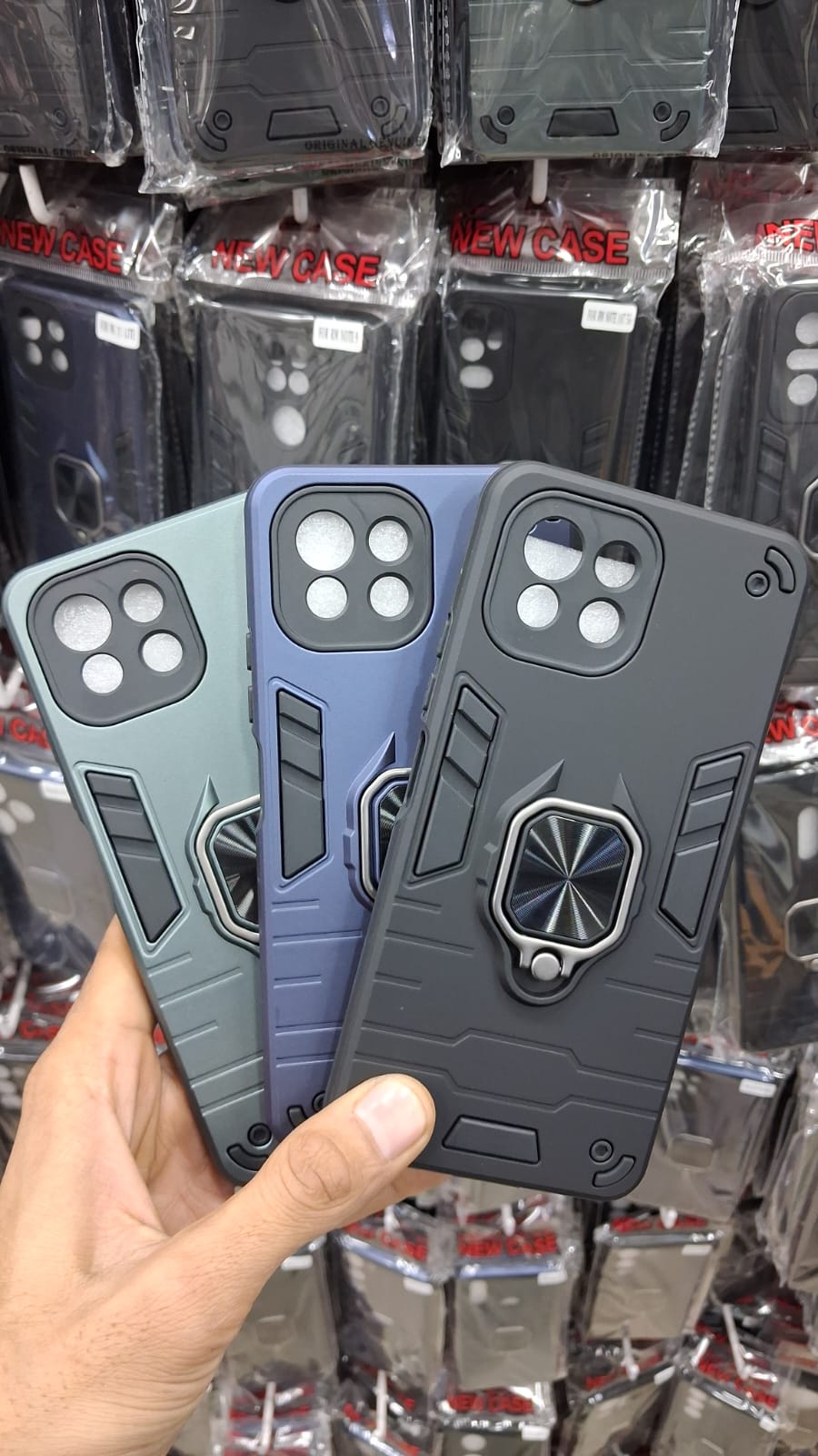 🔥ARMOUR RING STANDCASE🔥COVER - Realme, Vivo / iQOO, OnePlus, Motorola & etc... 